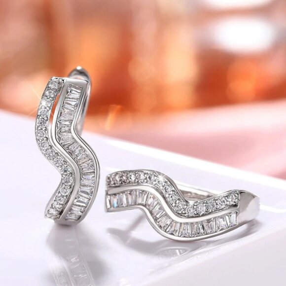 925 Sterling Silver Womens 2ct Diamond Small Hoop Earrings Ladies Hoops Jewelry